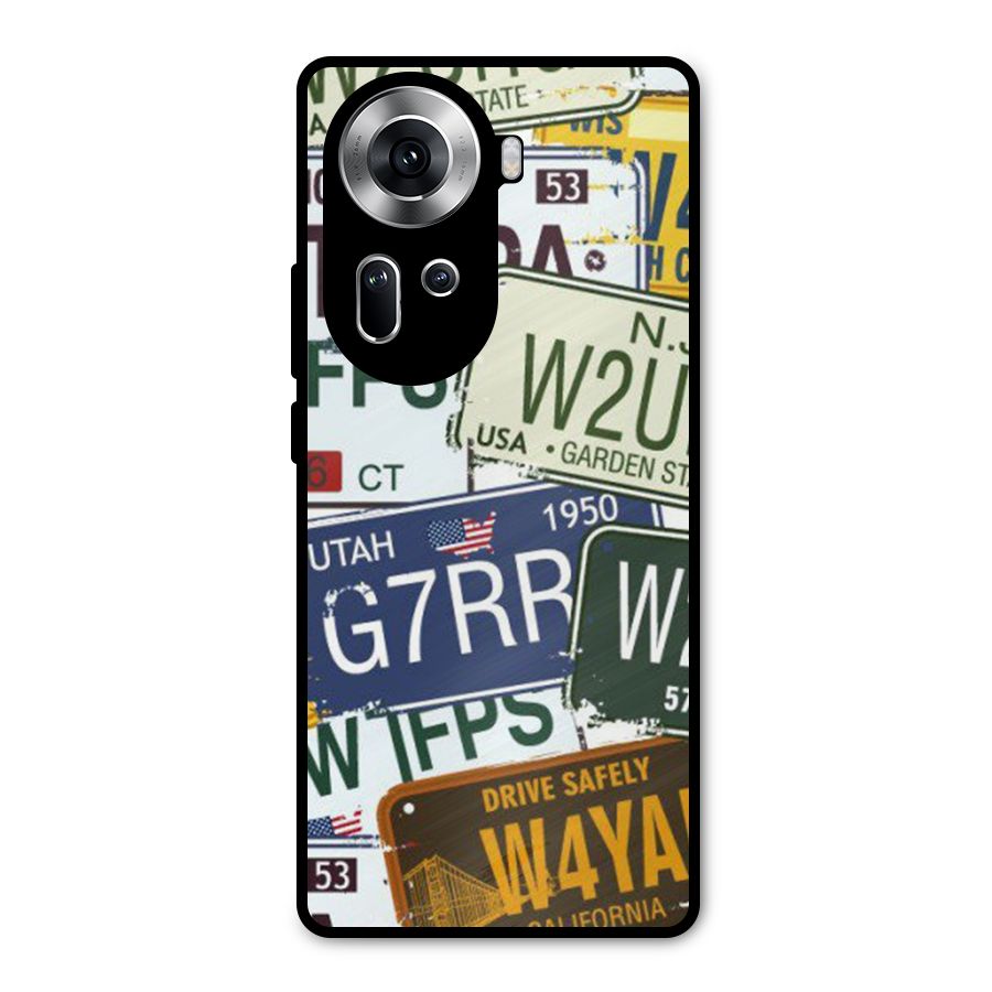 Vintage License Plates Metal Back Case for Oppo Reno11 5G
