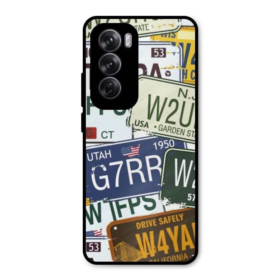 Vintage License Plates Metal Back Case for Oppo Reno12 Pro