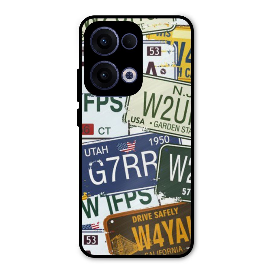 Vintage License Plates Metal Back Case for Oppo Reno13