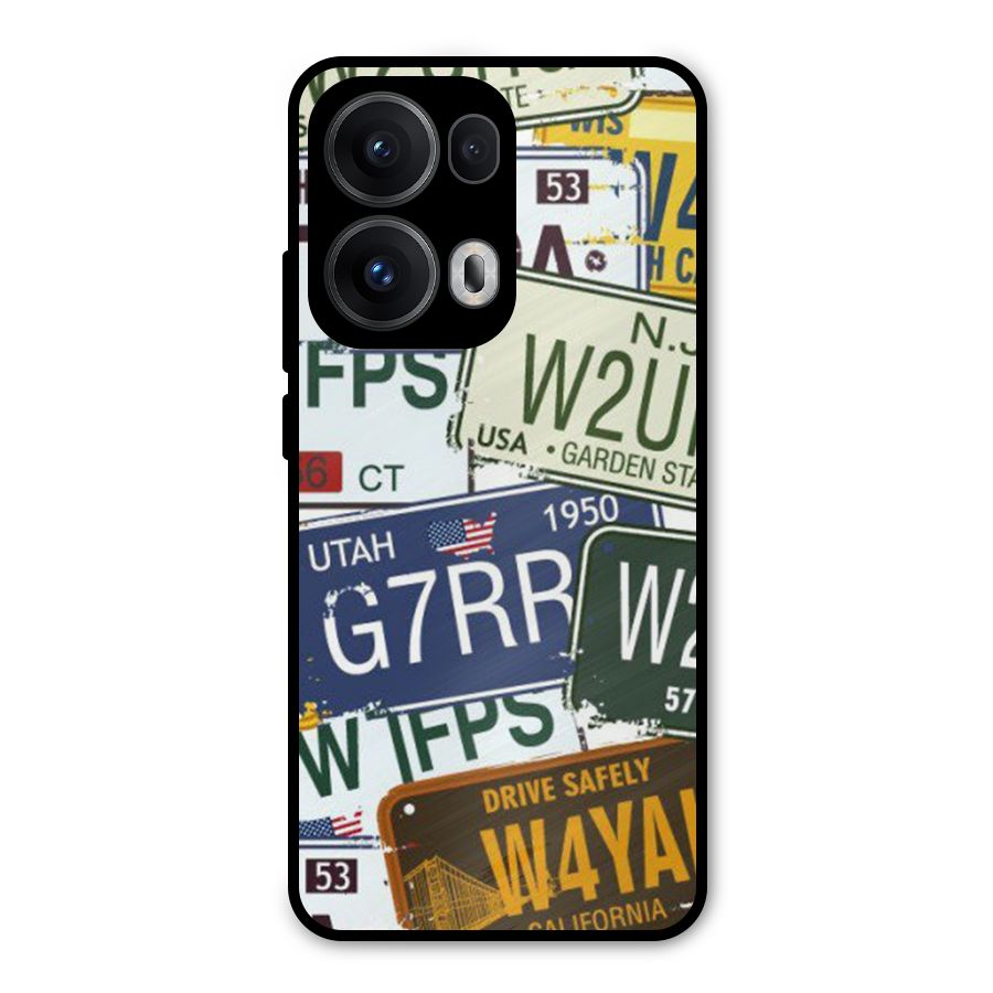 Vintage License Plates Metal Back Case for Oppo Reno13 Pro