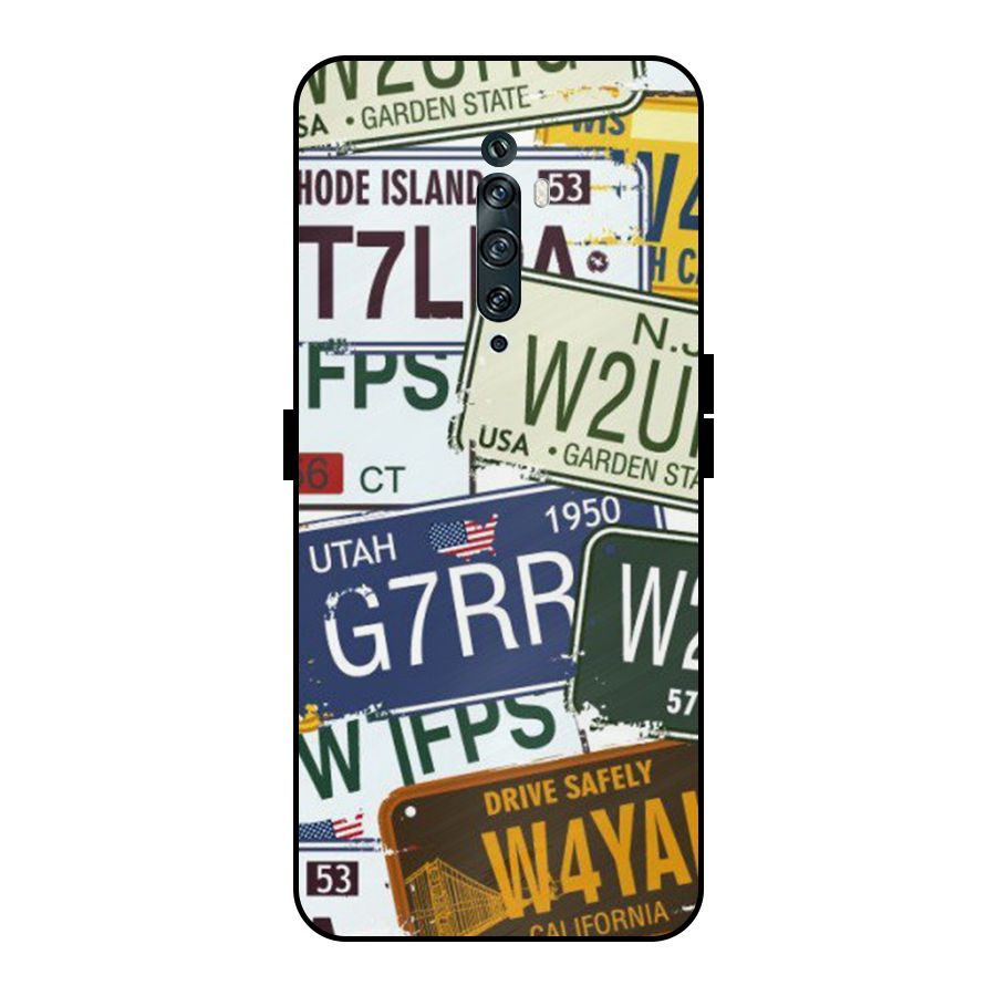Vintage License Plates Metal Back Case for Oppo Reno2 F