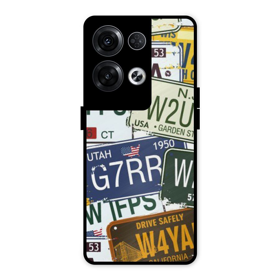 Vintage License Plates Metal Back Case for Oppo Reno8 Pro 5G