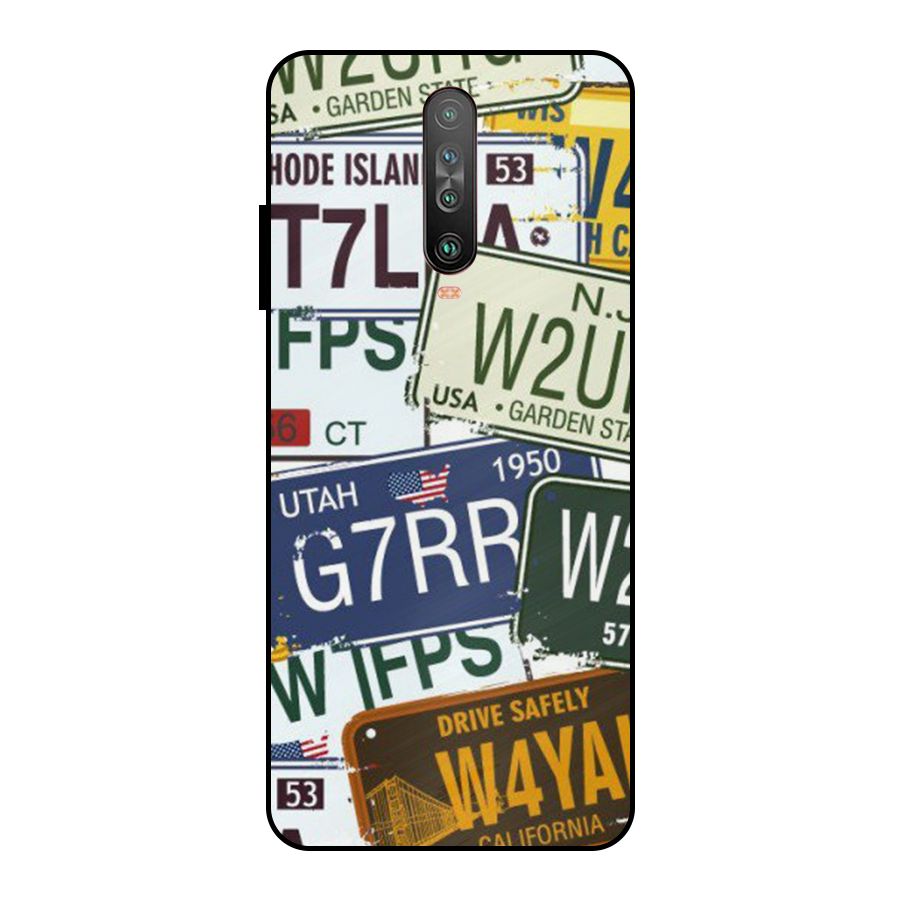 Vintage License Plates Metal Back Case for Poco X2
