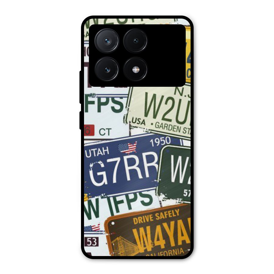 Vintage License Plates Metal Back Case for Poco X6 Pro