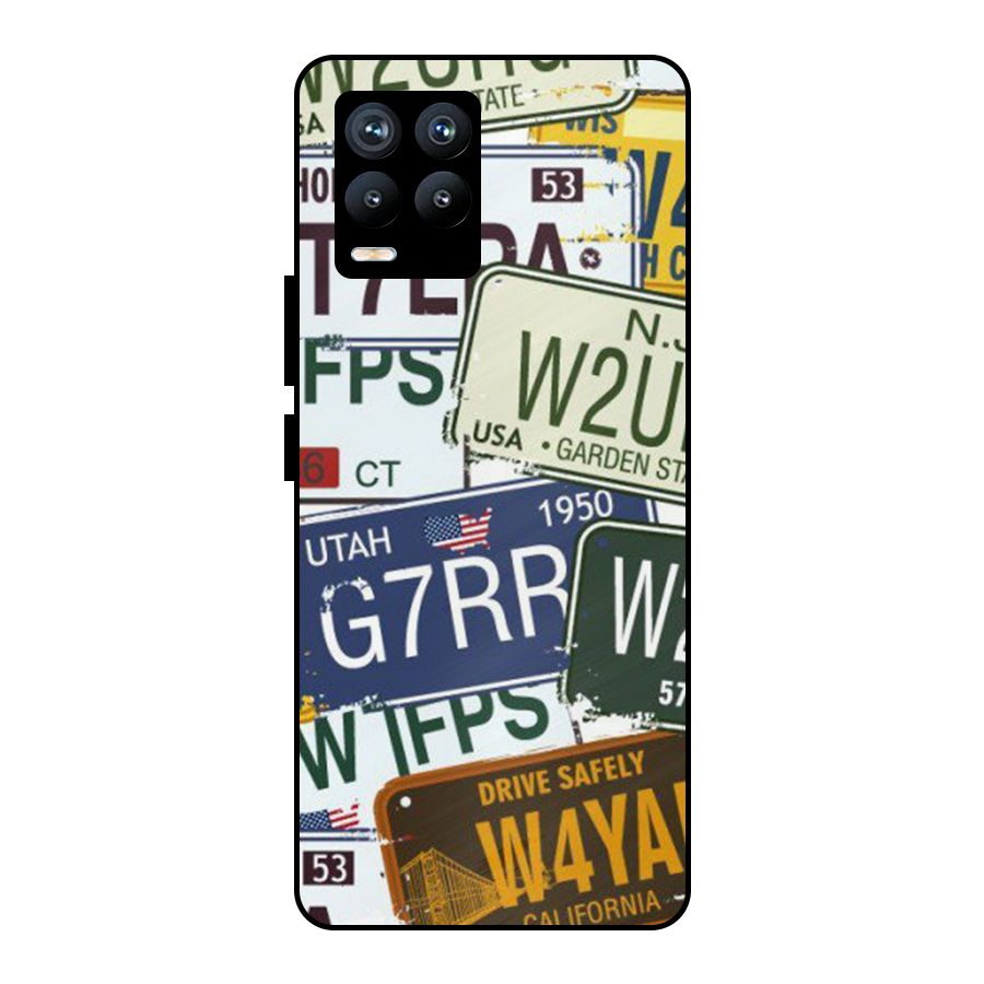 Vintage License Plates Metal Back Case for Realme 8 Pro