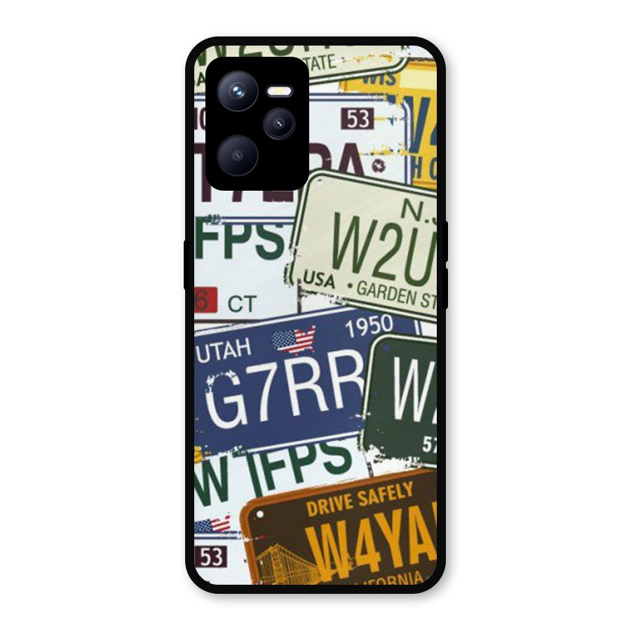 Vintage License Plates Metal Back Case for Realme C35