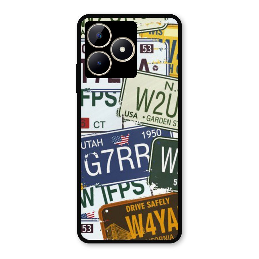 Vintage License Plates Metal Back Case for Realme C53
