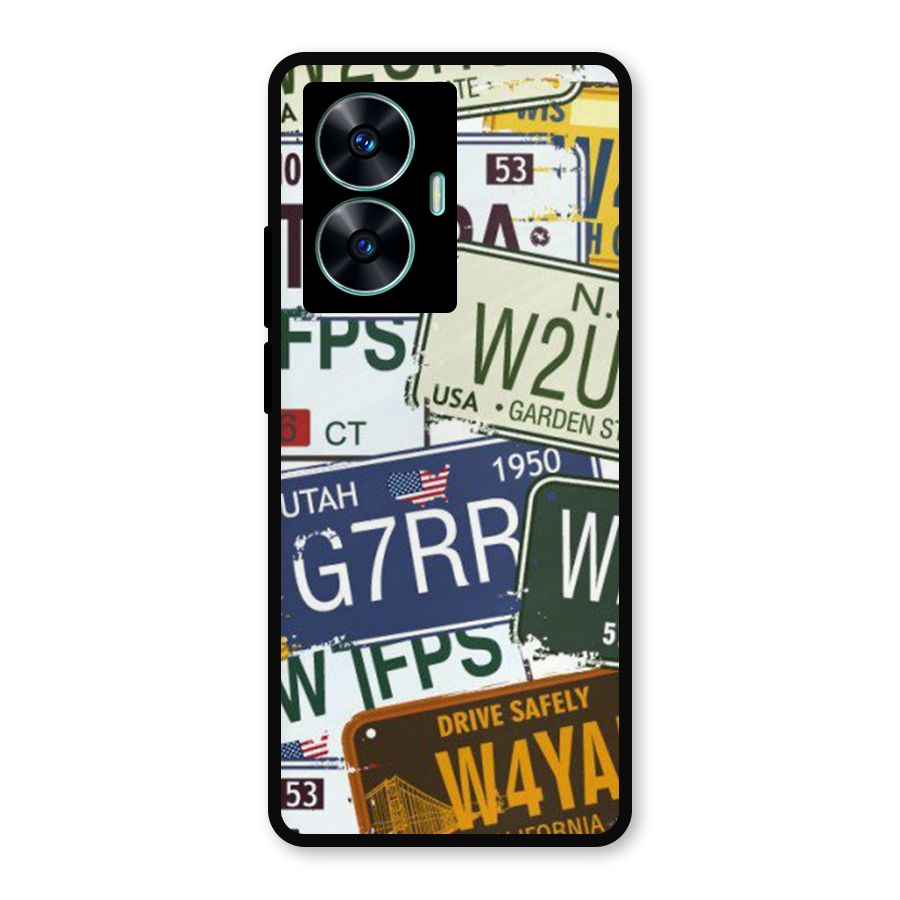 Vintage License Plates Metal Back Case for Realme C55