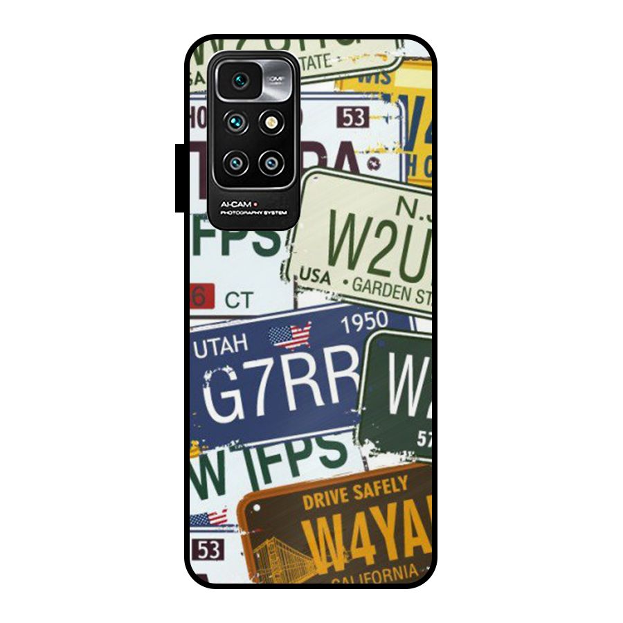 Vintage License Plates Metal Back Case for Redmi 10 Prime