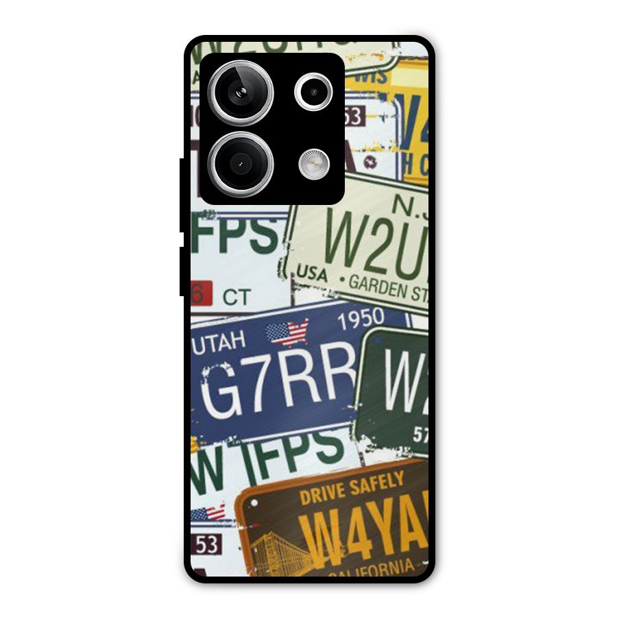 Vintage License Plates Metal Back Case for Redmi Note 13 5G