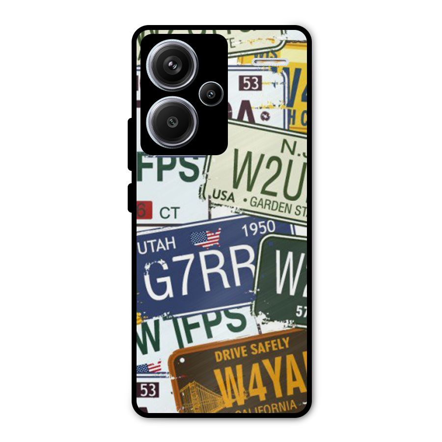Vintage License Plates Metal Back Case for Redmi Note 13 Pro Plus