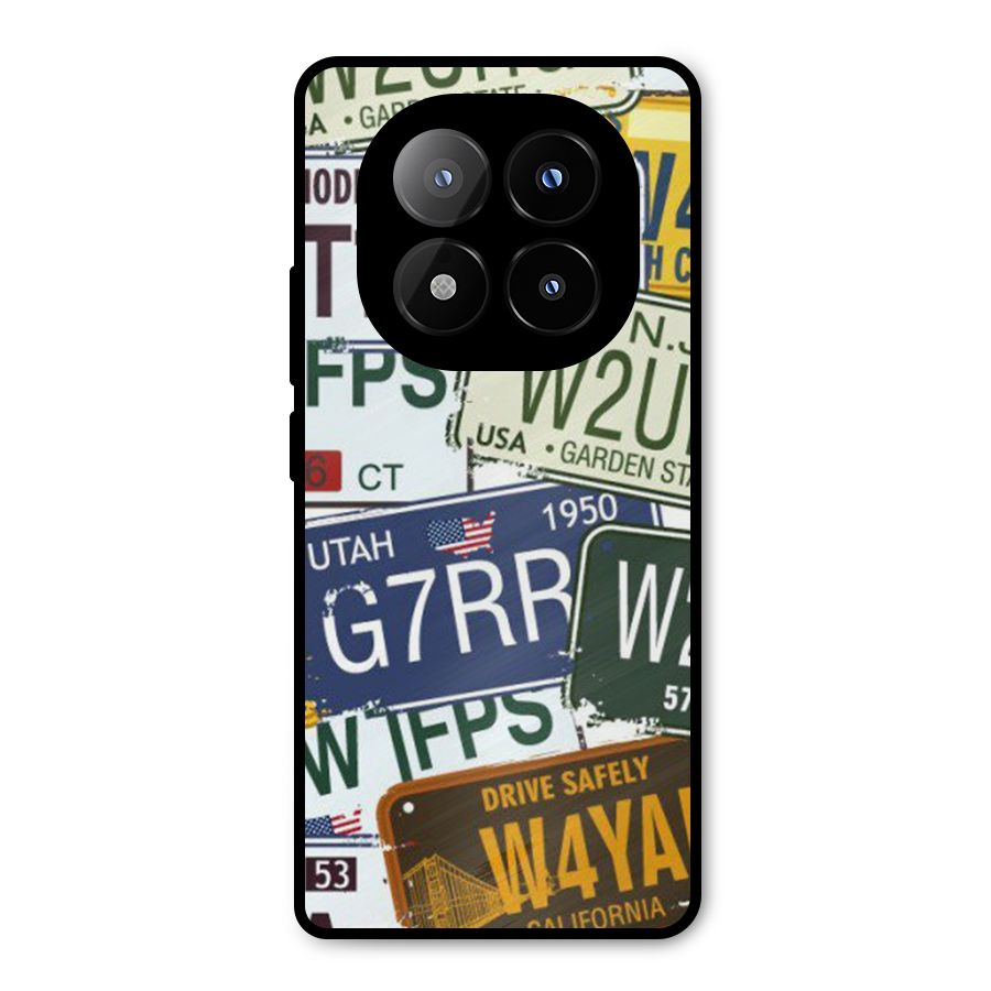 Vintage License Plates Metal Back Case for Redmi Note 14 Pro Plus 5G