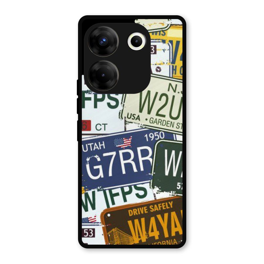 Vintage License Plates Metal Back Case for Tecno Camon 20 Pro