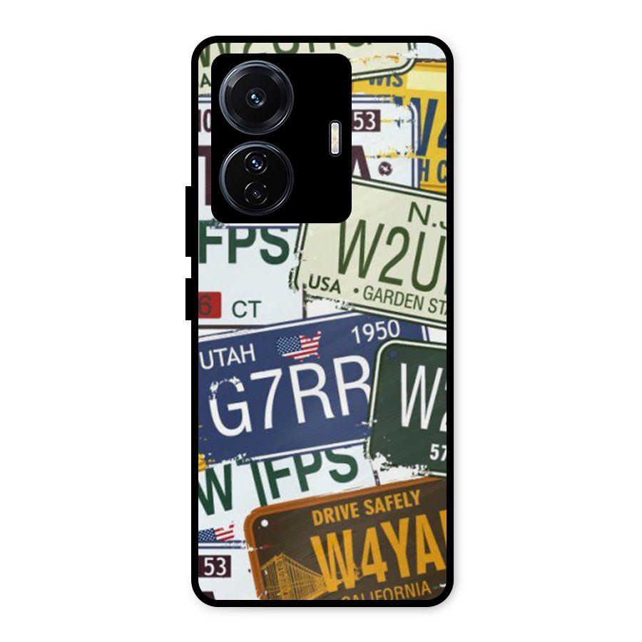 Vintage License Plates Metal Back Case for Vivo T1 Pro