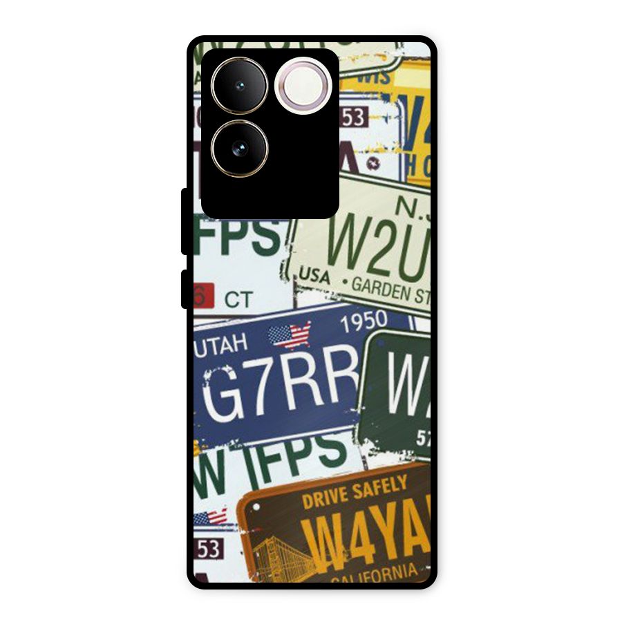 Vintage License Plates Metal Back Case for Vivo T2 Pro