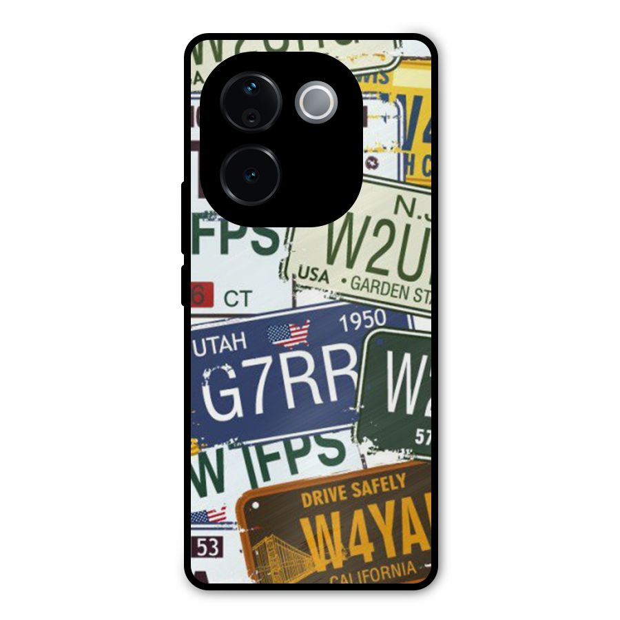 Vintage License Plates Metal Back Case for Vivo T3 Pro