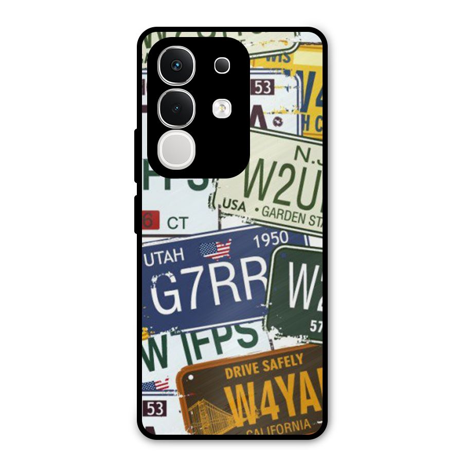 Vintage License Plates Metal Back Case for Vivo T4x