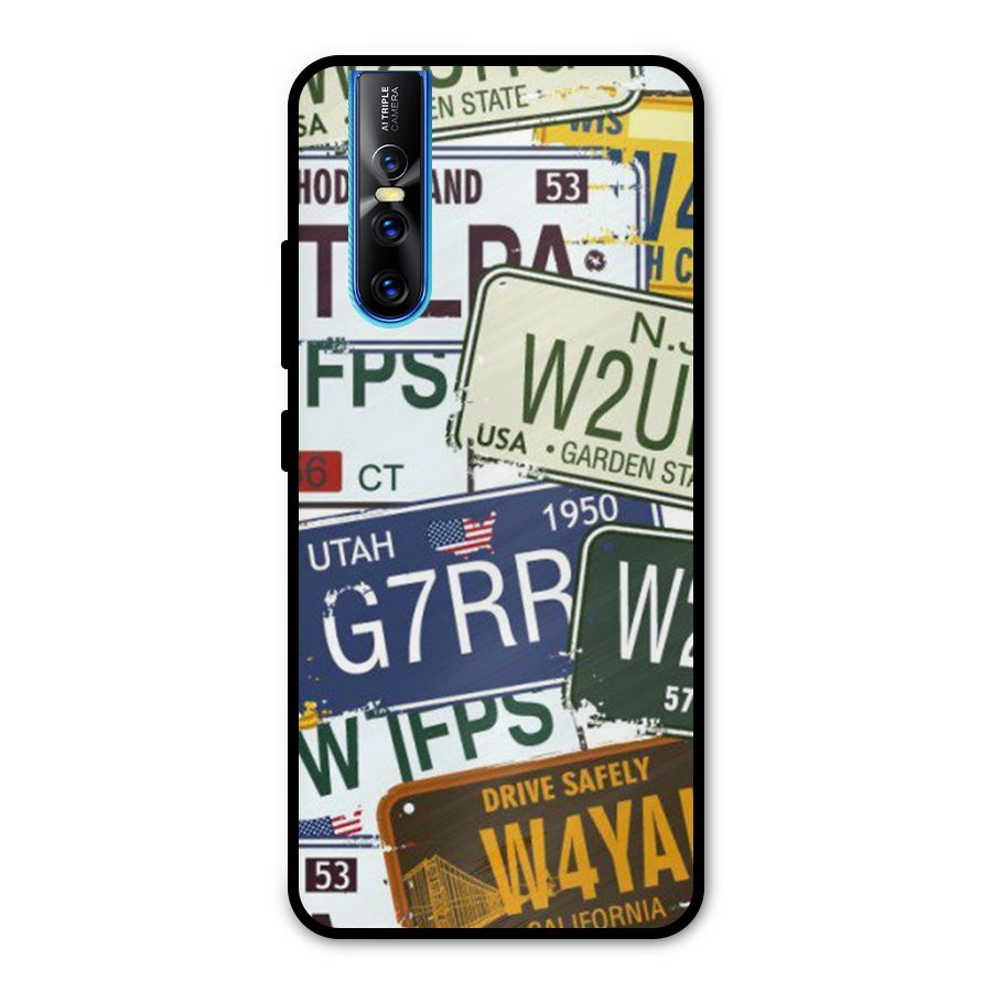 Vintage License Plates Metal Back Case for Vivo V15 Pro
