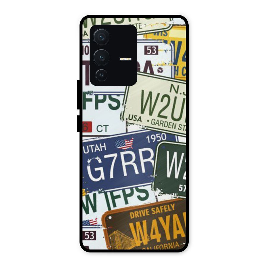 Vintage License Plates Metal Back Case for Vivo V23 5G