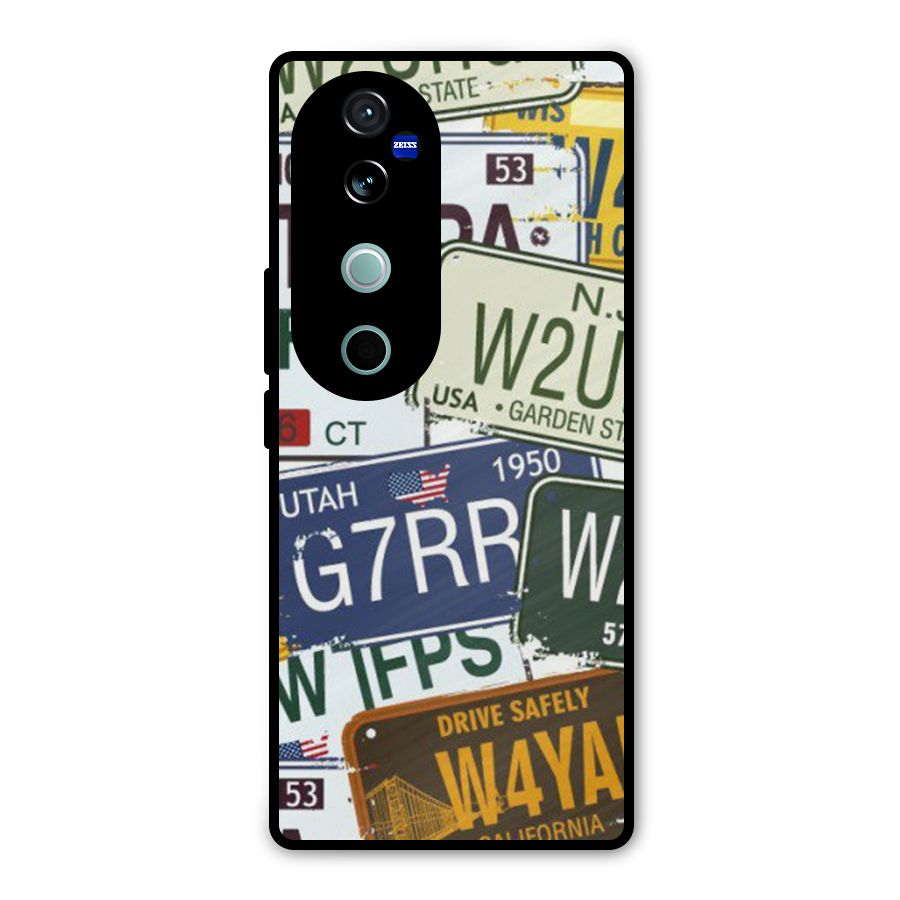 Vintage License Plates Metal Back Case for Vivo V40