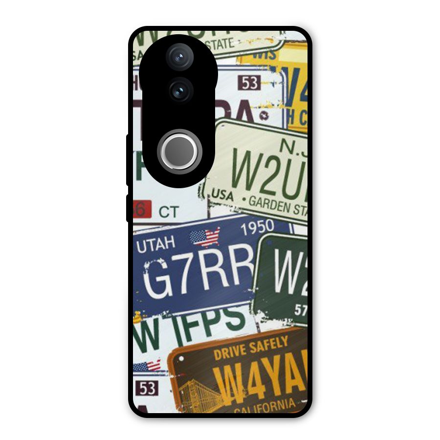 Vintage License Plates Metal Back Case for Vivo V50e