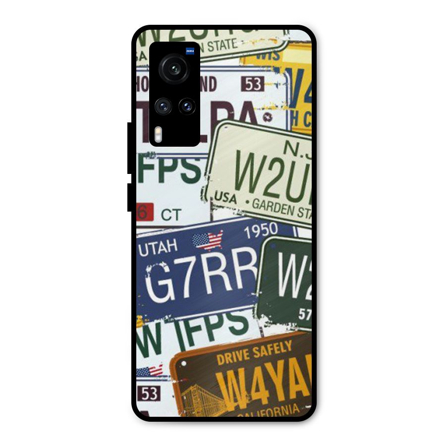 Vintage License Plates Metal Back Case for Vivo X60