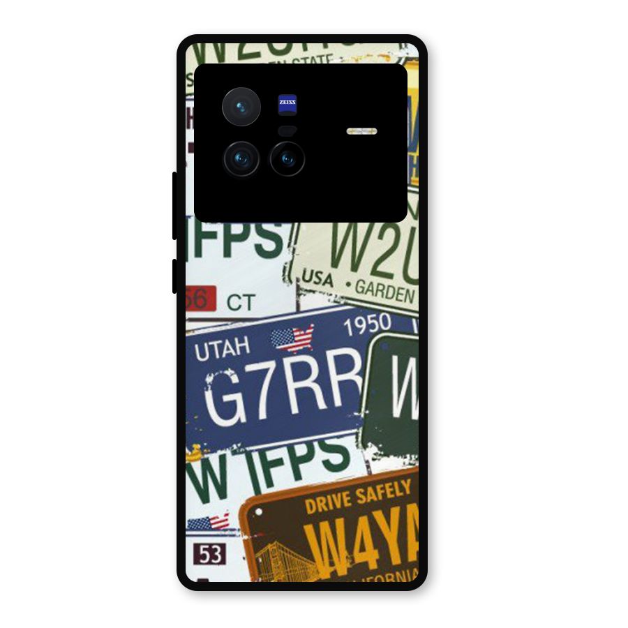Vintage License Plates Metal Back Case for Vivo X80