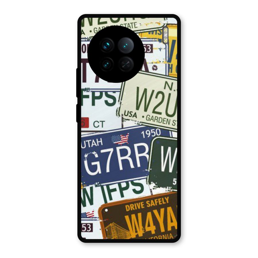 Vintage License Plates Metal Back Case for Vivo X90