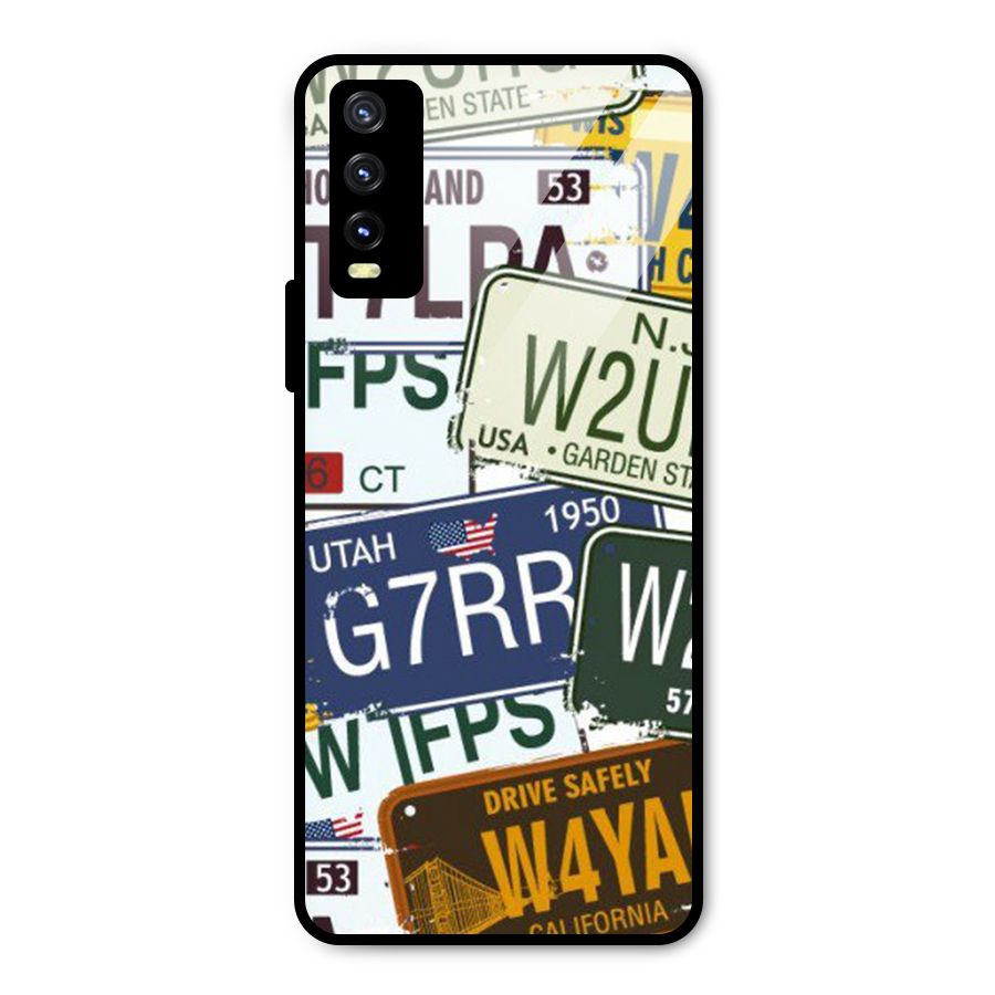 Vintage License Plates Metal Back Case for Vivo Y20