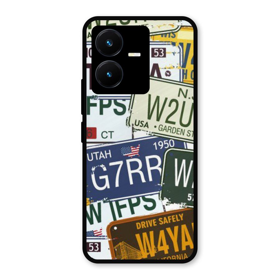 Vintage License Plates Metal Back Case for Vivo Y22