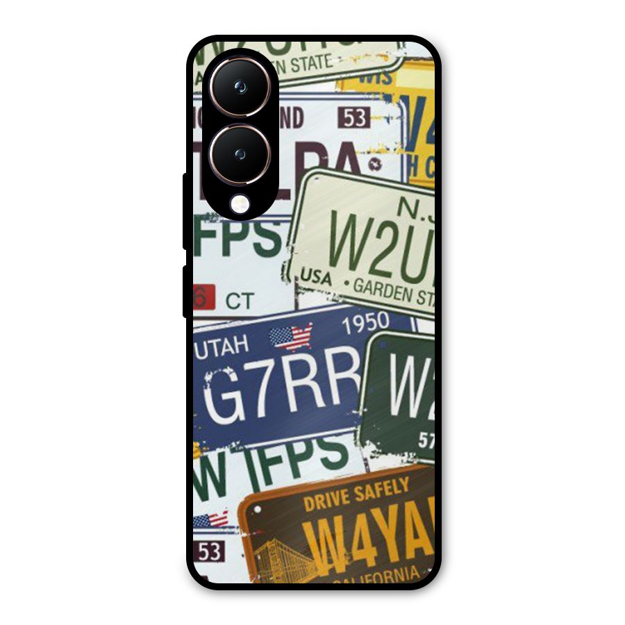 Vintage License Plates Metal Back Case for Vivo Y28
