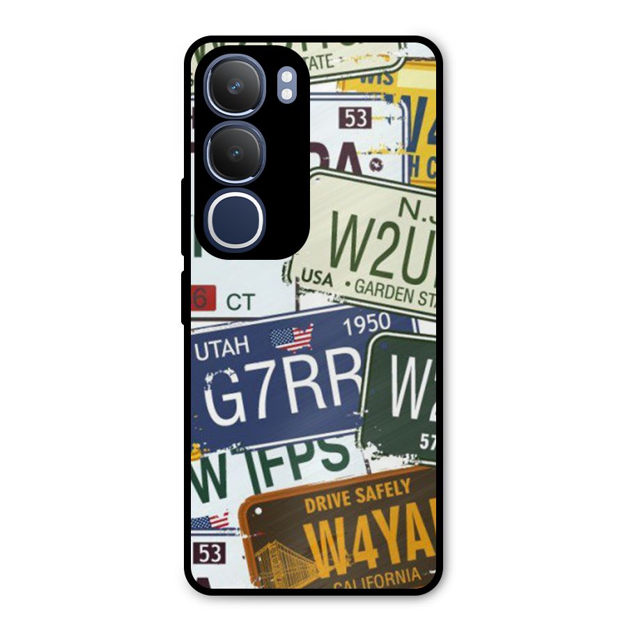 Vintage License Plates Metal Back Case for Vivo Y29