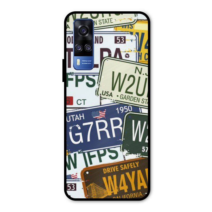 Vintage License Plates Metal Back Case for Vivo Y31