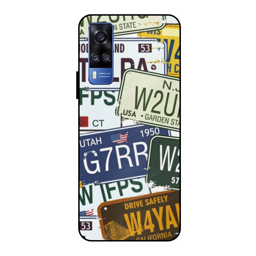 Vintage License Plates Metal Back Case for Vivo Y51