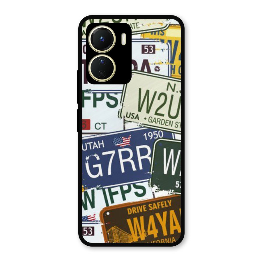 Vintage License Plates Metal Back Case for Vivo Y56
