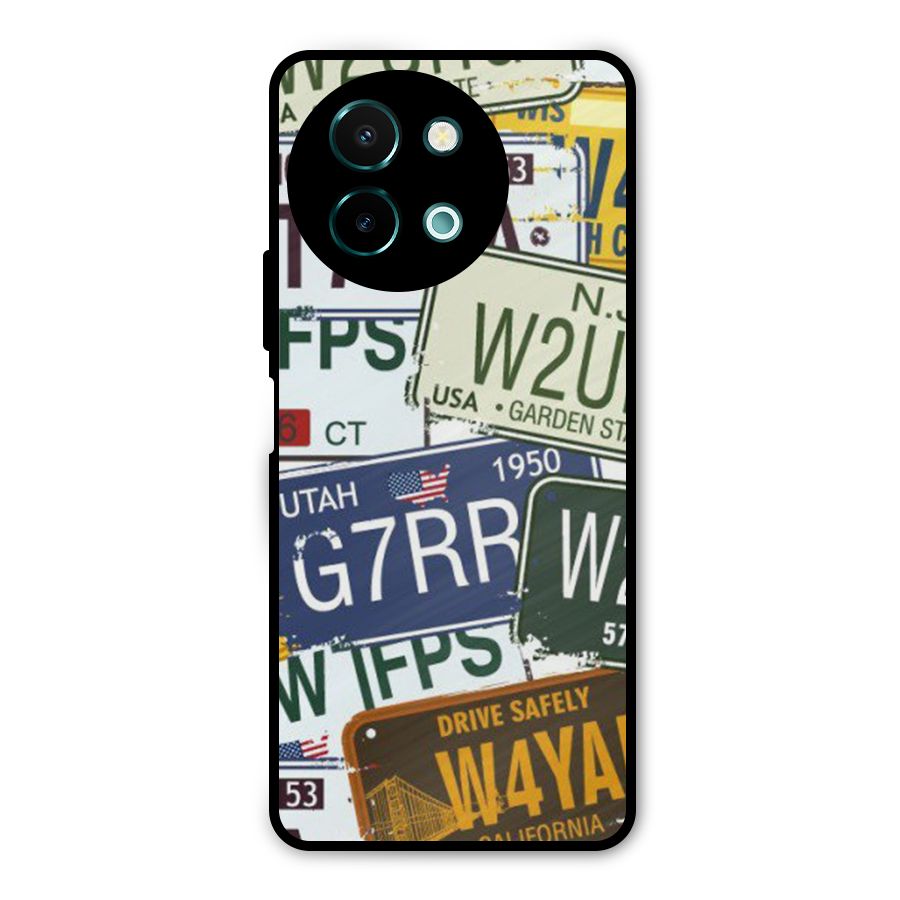 Vintage License Plates Metal Back Case for Vivo Y58