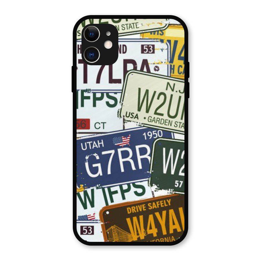 Vintage License Plates Metal Back Case for iPhone 11