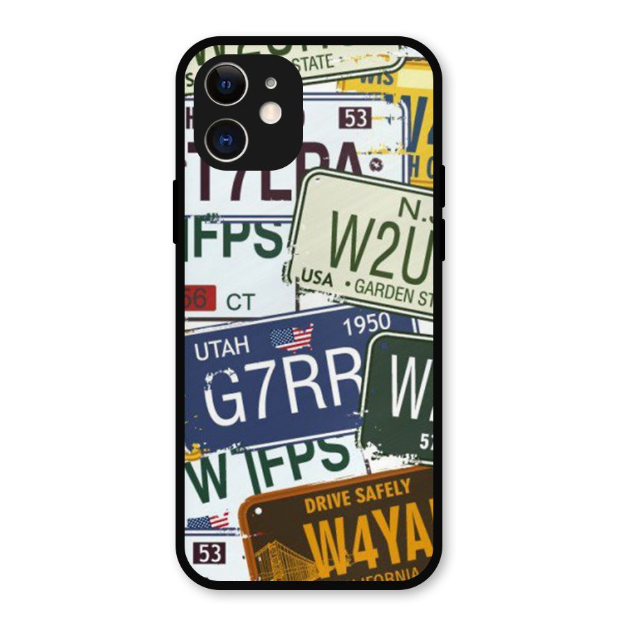 Vintage License Plates Metal Back Case for iPhone 12