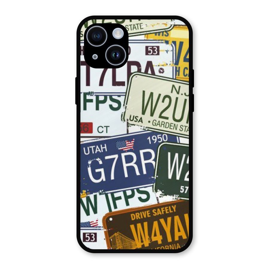 Vintage License Plates Metal Back Case for iPhone 14