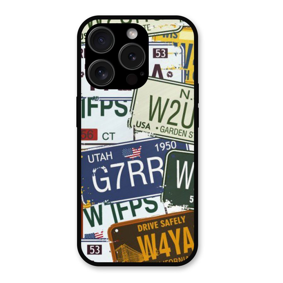 Vintage License Plates Metal Back Case for iPhone 15 Pro