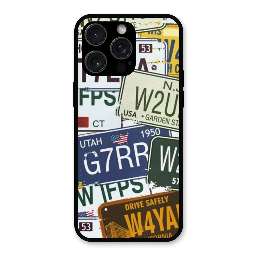 Vintage License Plates Metal Back Case for iPhone 15 Pro Max