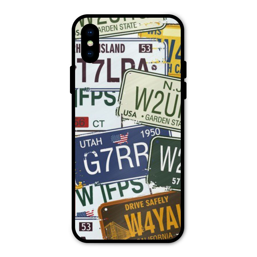 Vintage License Plates Metal Back Case for iPhone XS