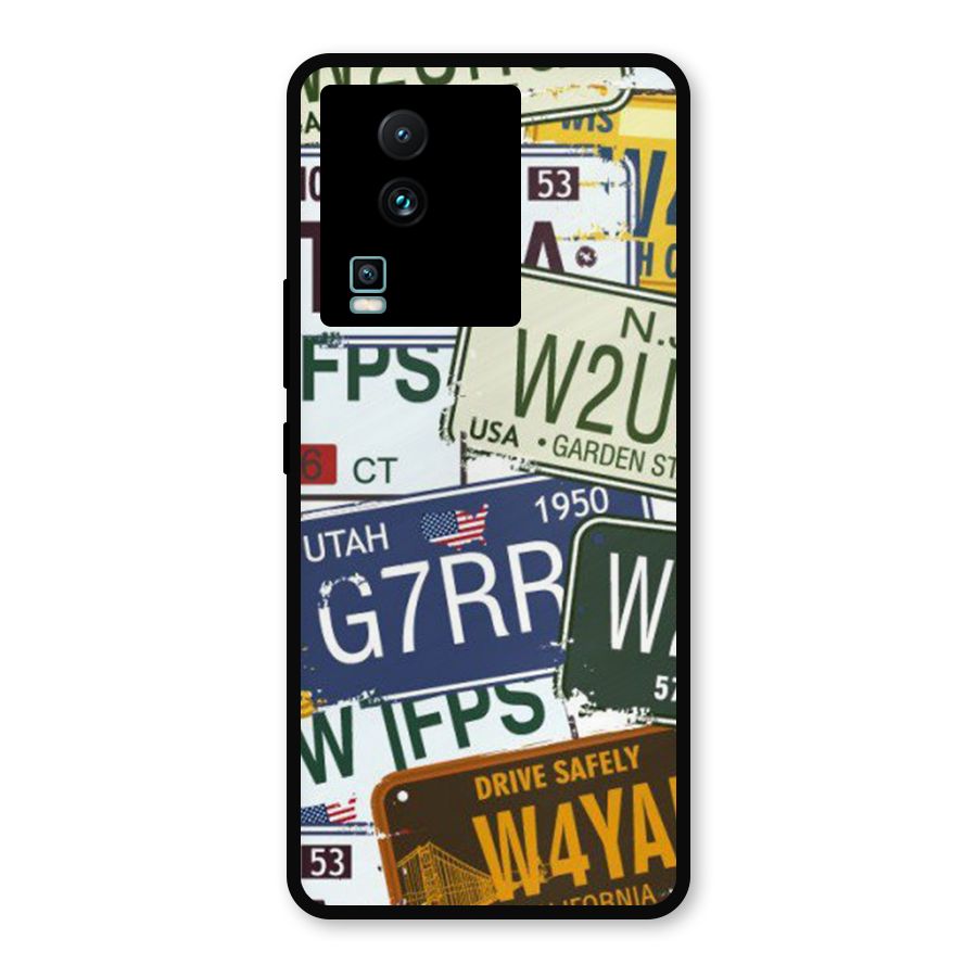 Vintage License Plates Metal Back Case for iQOO Neo 7