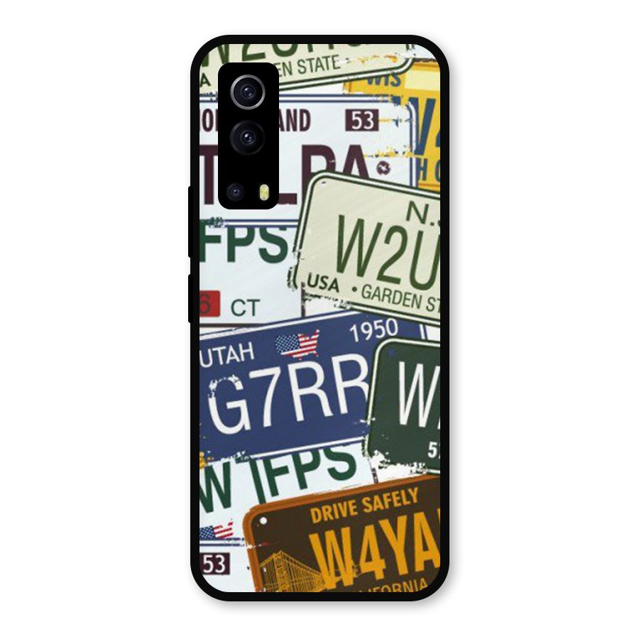 Vintage License Plates Metal Back Case for iQOO Z3