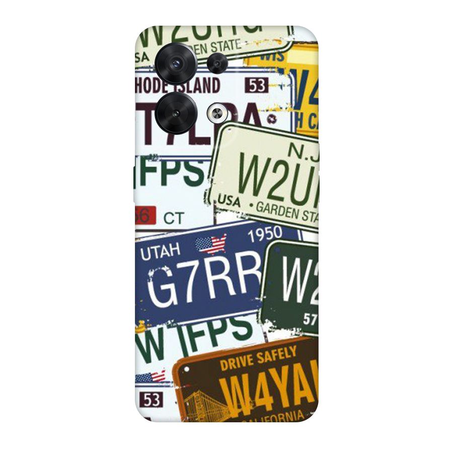 Vintage License Plates Original Polycarbonate Back Case for Oppo Reno8 5G