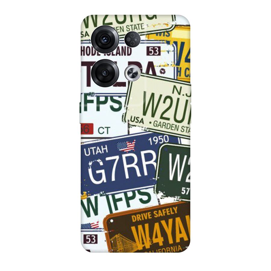 Vintage License Plates Original Polycarbonate Back Case for Oppo Reno8 Pro 5G