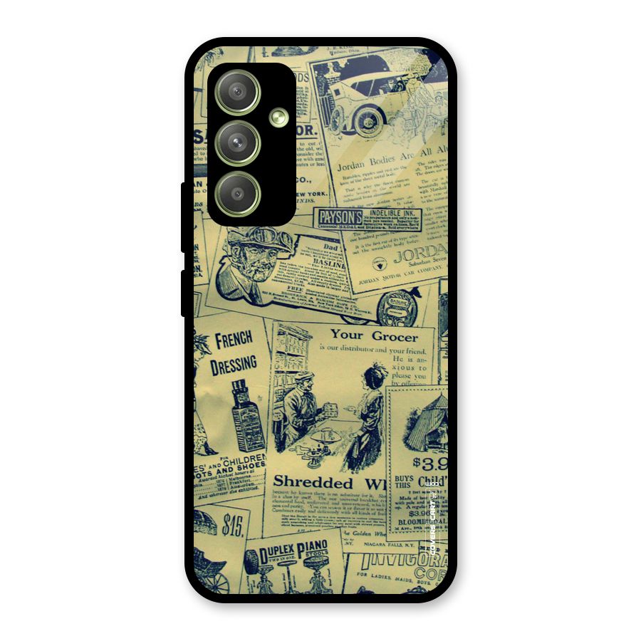 Vintage Newspaper Cutouts Glass Back Case for Galaxy A54