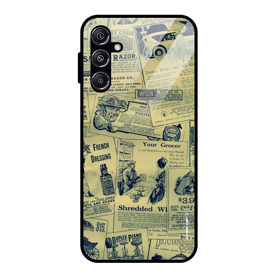 Vintage Newspaper Cutouts Glass Back Case for Galaxy M34 5G