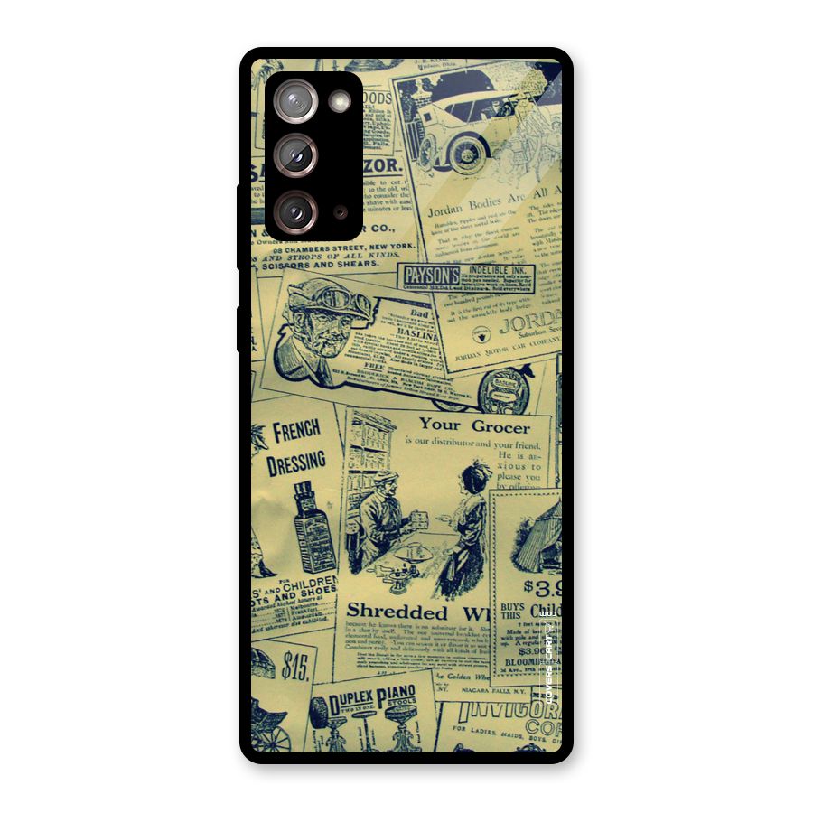 Vintage Newspaper Cutouts Glass Back Case for Galaxy Note 20