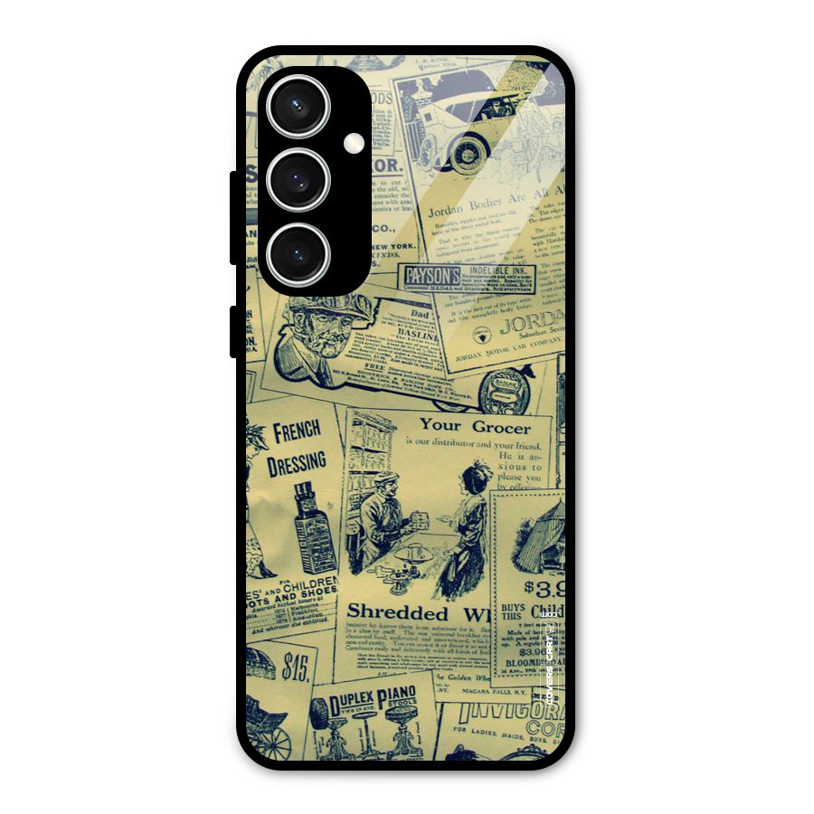 Vintage Newspaper Cutouts Glass Back Case for Galaxy S23 FE